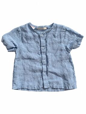 Zara Baby 100% Linen Shirt Blue 6-9M